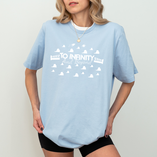 To Infinity and Beyond on Baby Blue Tee - June Tee of the Month