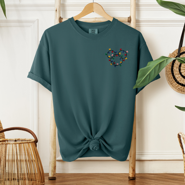Christmas Mouse Lights on Blue Spruce Tee PREORDER