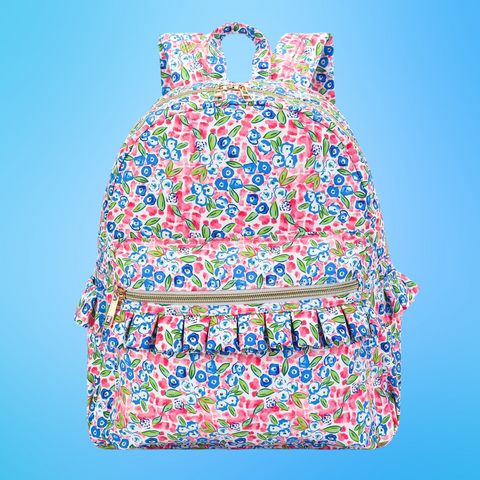 Blue Flower Preschool Ruffle Backpack