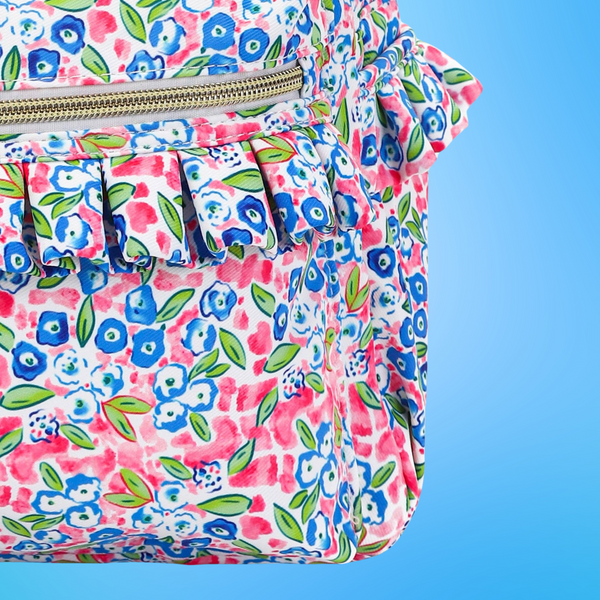 Blue Flower Preschool Ruffle Backpack