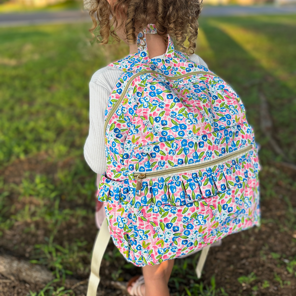 Blue Flower Preschool Ruffle Backpack