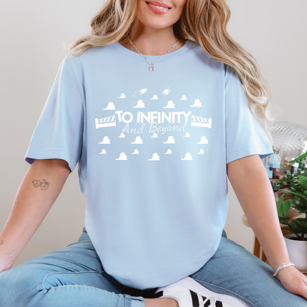 To Infinity and Beyond on Baby Blue Tee - June Tee of the Month