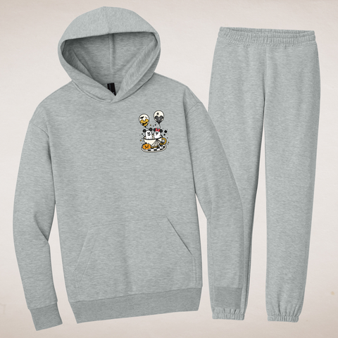 Spooky Teacup Ride on Light Heather Grey Hoodie and Sweatpants Matching Lounge Set