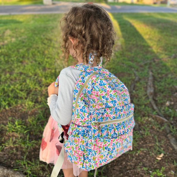 Blue Flower Preschool Ruffle Backpack