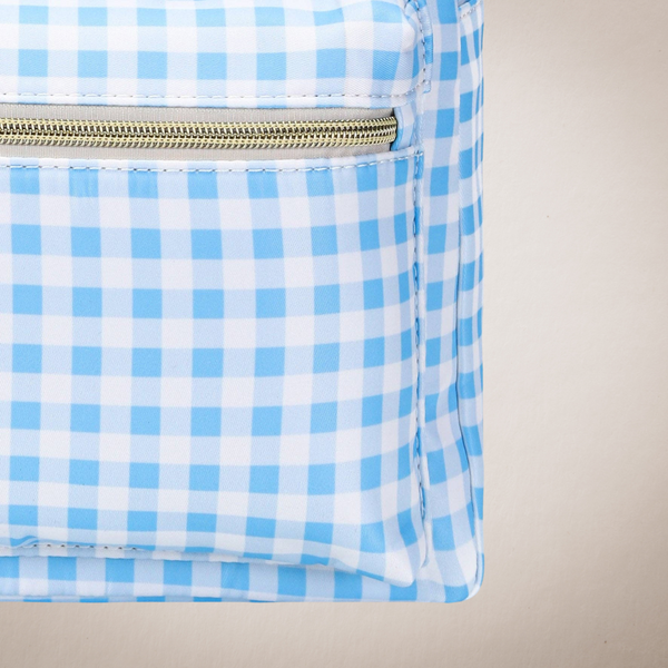 Blue Plaid Ruffle Kids Backpack