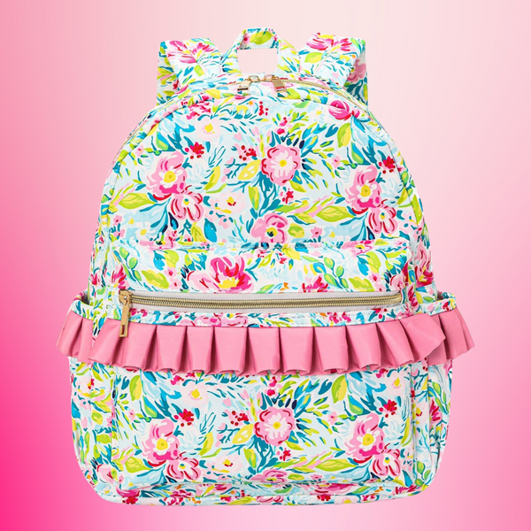 Colorful Flowers Preschool Ruffle Backpack