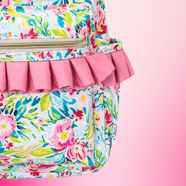 Colorful Flowers Preschool Ruffle Backpack