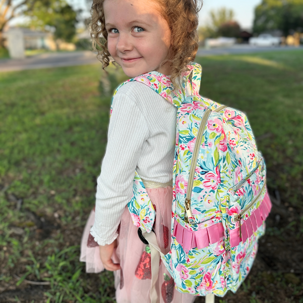 Colorful Flowers Preschool Ruffle Backpack