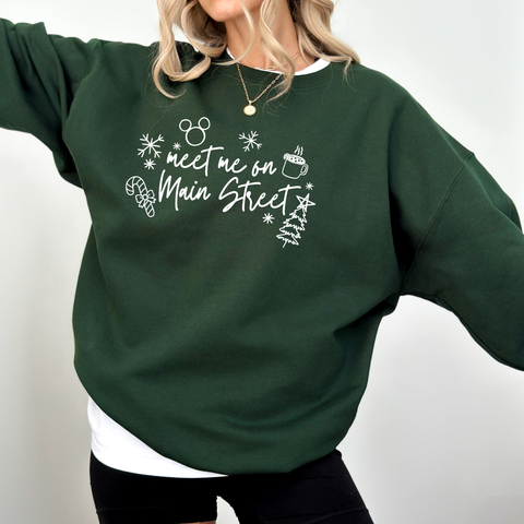 Meet Me on Main Street on Forest Green Sweatshirt PREORDER