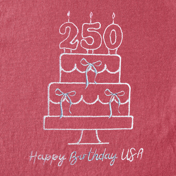 Happy Birthday USA Embroidered on Crimson Comfort Colors Sweatshirt PREORDER