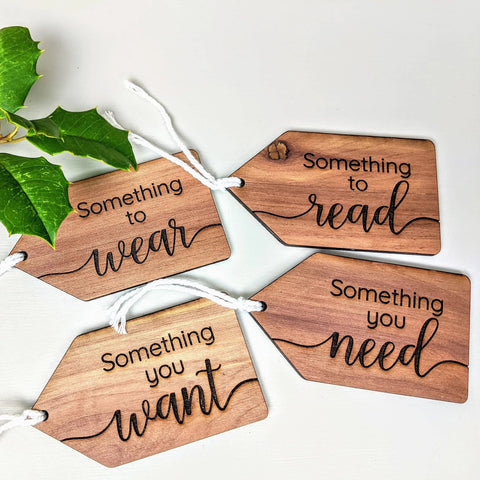 Want, Need, Wear, Read Gift Tags - Set of 4 (BLACK FRIDAY EXCLUSIVE)