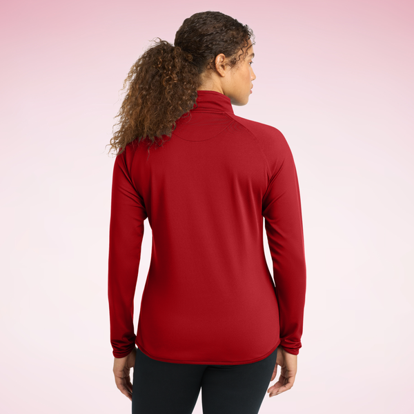 Ladies Sporty Quarter Zip Mouse Love on True Red Pullover PREORDER