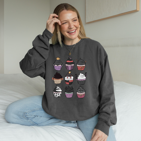 Villain Cupcakes on Pepper Comfort Colors Sweatshirt PREORDER