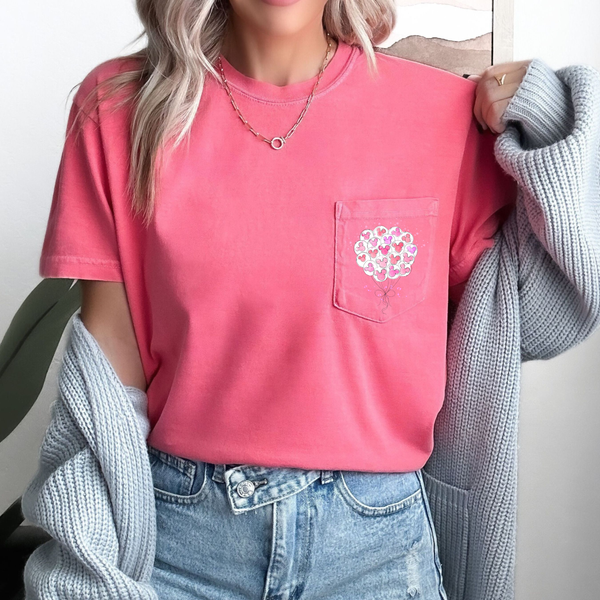 Heart Mouse Balloons on Watermelon Pocket Tee PREORDER