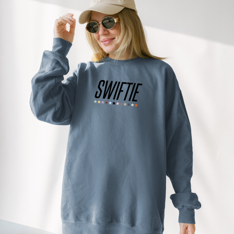Swiftie in Every Era on Blue Jean Comfort Colors Sweatshirt PREORDER