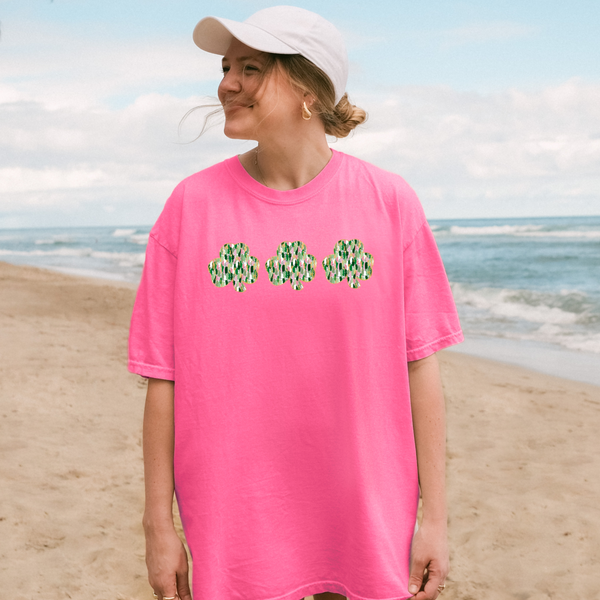 Girly Shamrocks on Bright Pink Tee/Sweatshirt PREORDER