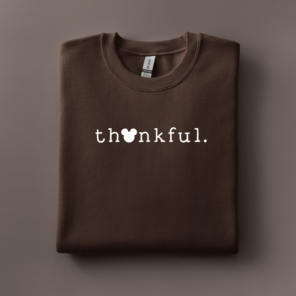 Thankful Mouse on Dark Chocolate Sweatshirt PREORDER