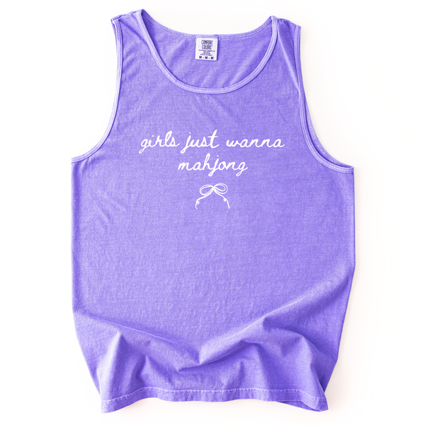 Girls Just Wanna Mahjong on Violet Tank/Tee PREORDER