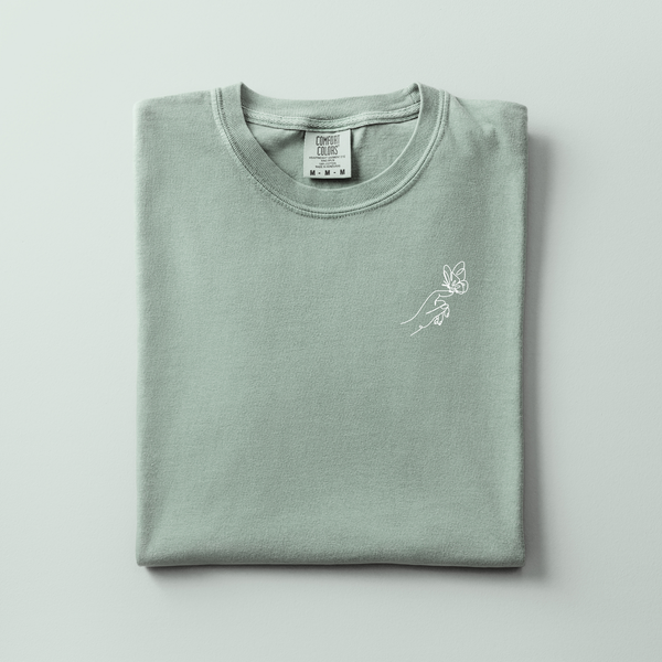 Hand with Butterfly Embroidered Tee | Choose Your Color