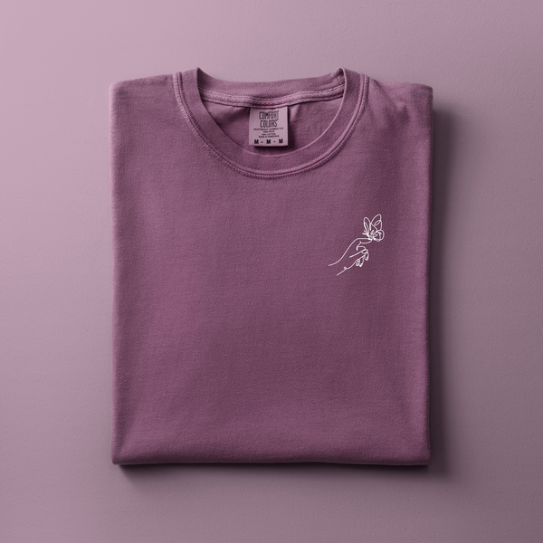 Hand with Butterfly Embroidered Tee | Choose Your Color