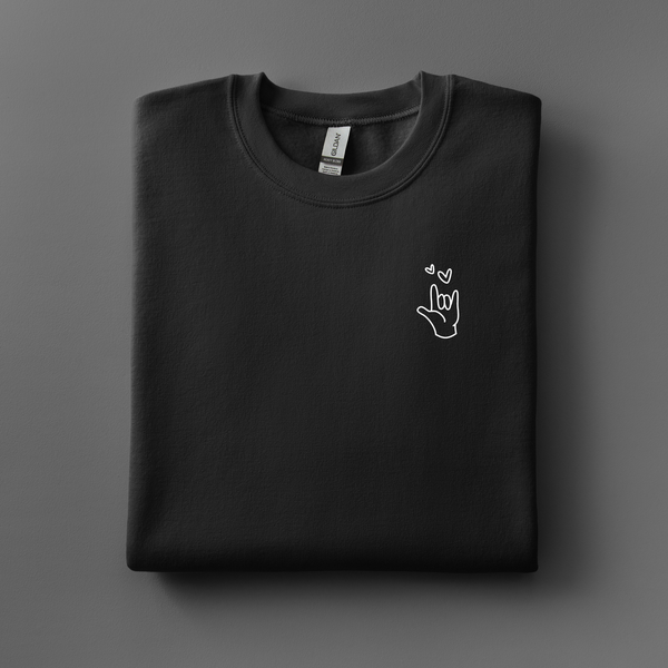 Love You Sign Language Embroidered Sweatshirt | Choose Your Color