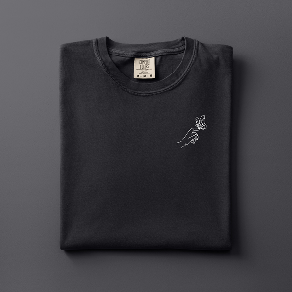 Hand with Butterfly Embroidered Tee | Choose Your Color