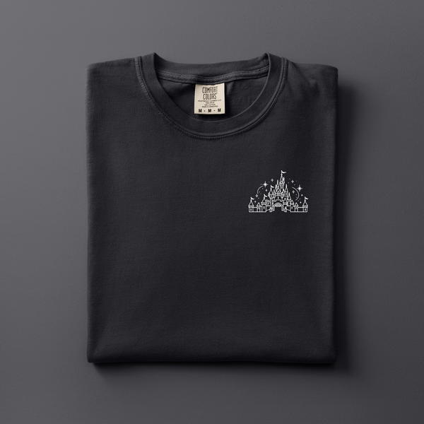 Sleeping Beauty Castle Embroidered Tee | Choose Your Color
