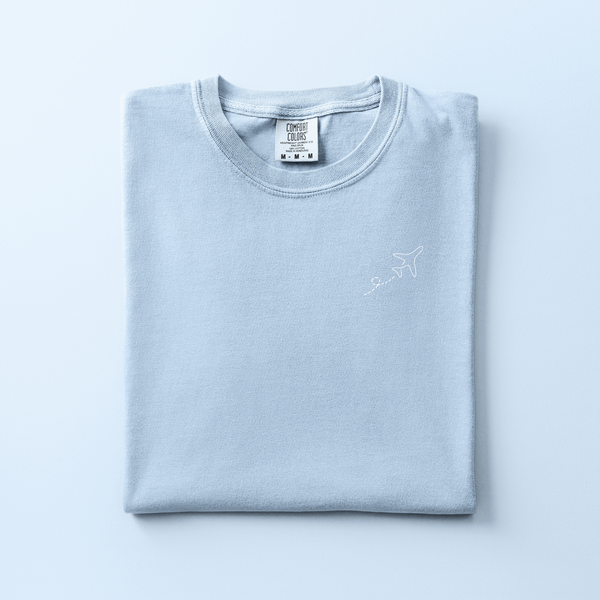 Airplane Embroidered Tee | Choose Your Color