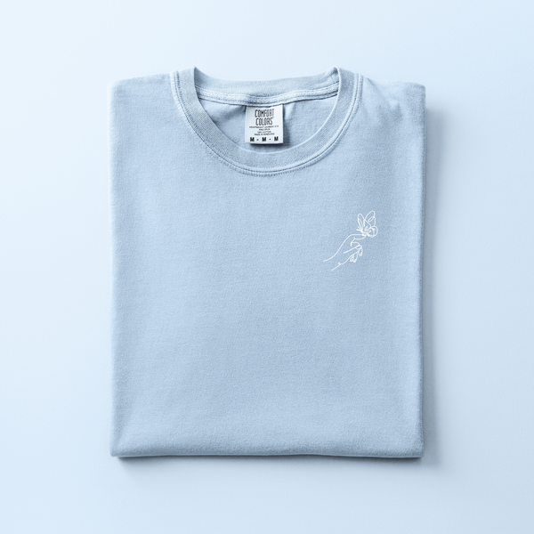 Hand with Butterfly Embroidered Tee | Choose Your Color