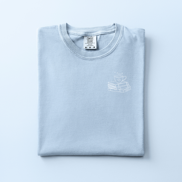 Coffee with Books Embroidered Tee | Choose Your Color