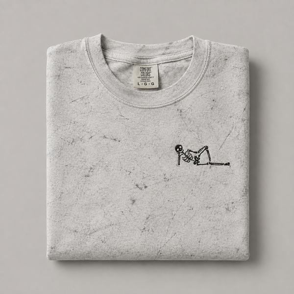 Relaxing Skeleton on Colorblast Smoke Short-Sleeved Tee PREORDER