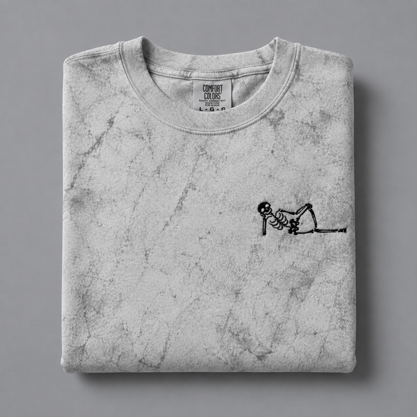 Relaxing Skeleton on Smoke Comfort Colors Sweatshirt PREORDER