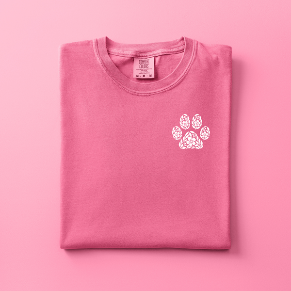 Floral Paw Embroidered Tee | Choose Your Color