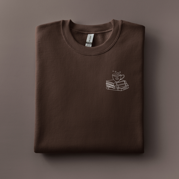 Coffee with Books Embroidered Sweatshirt | Choose Your Color