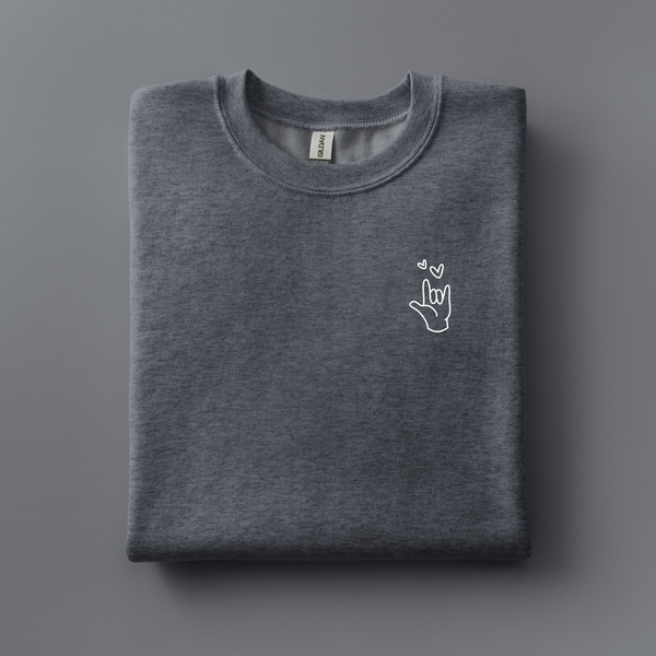 Love You Sign Language Embroidered Sweatshirt | Choose Your Color