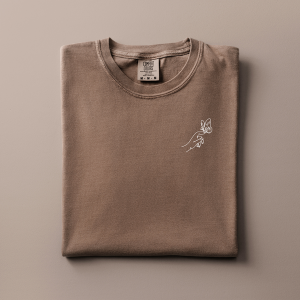 Hand with Butterfly Embroidered Tee | Choose Your Color