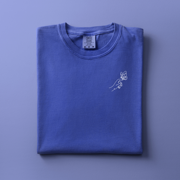 Hand with Butterfly Embroidered Tee | Choose Your Color