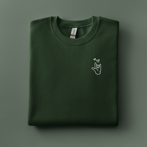 Love You Sign Language Embroidered Sweatshirt | Choose Your Color