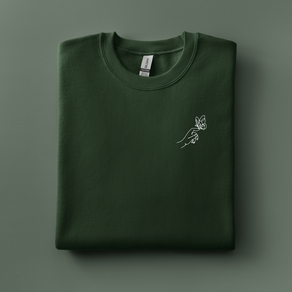 Hand with Butterfly Embroidered Sweatshirt | Choose Your Color