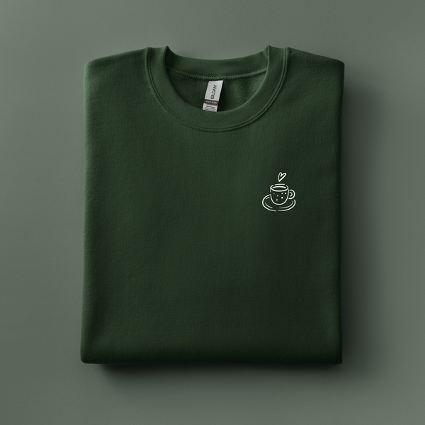 Cup of Coffee or Tea Embroidered Sweatshirt | Choose Your Color