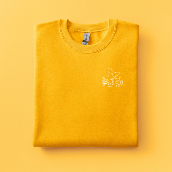 Coffee with Books Embroidered Sweatshirt | Choose Your Color