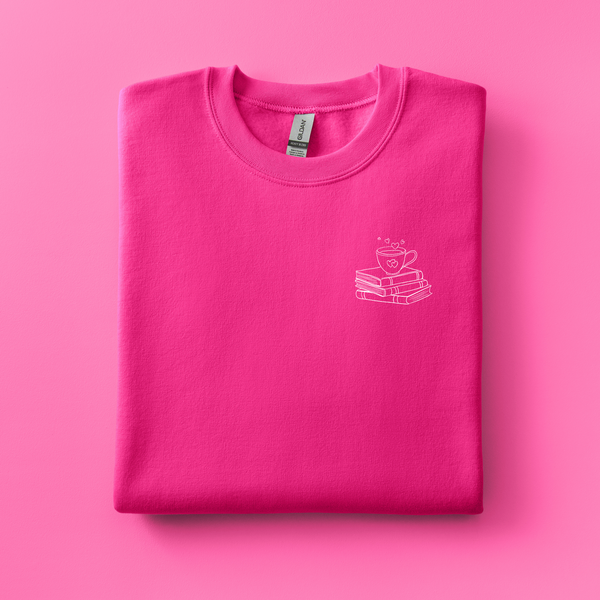 Coffee with Books Embroidered Sweatshirt | Choose Your Color