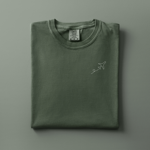 Airplane Embroidered Tee | Choose Your Color