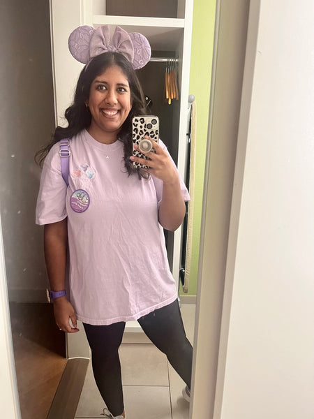 Short-Sleeved Pastel Mouse Balloons on Lavender Tee PREORDER
