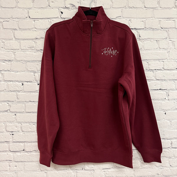 Believe on Maroon Quarter Zip