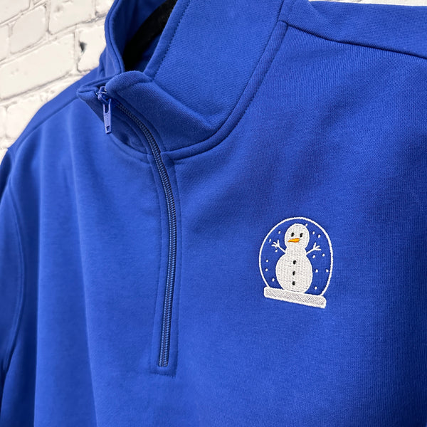 Snowman in Snow Globe on True Royal Quarter Zip