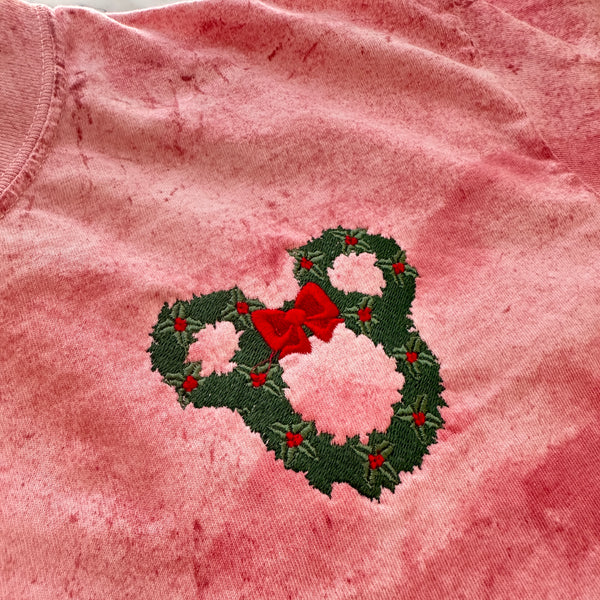 Magical Mouse Christmas Wreath on Clay Comfort Colors Colorblast Tee