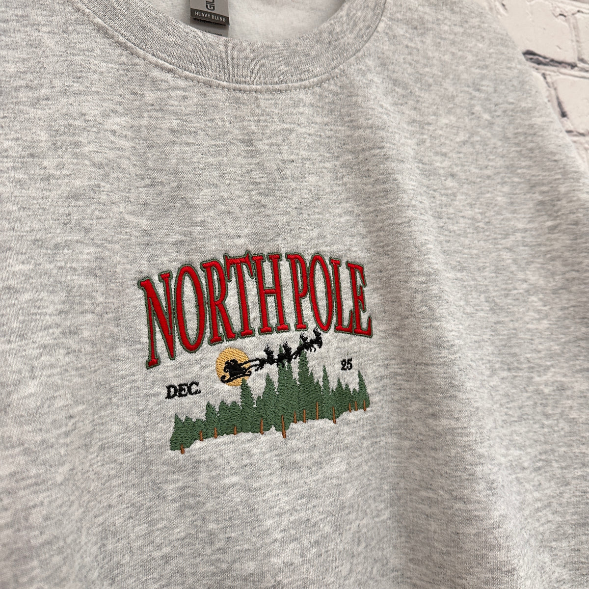 Throwback North Pole on Ash Gildan Heavy Blend Sweatshirt – BlairLambDesign