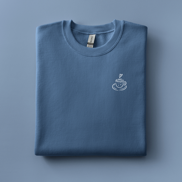 Cup of Coffee or Tea Embroidered Sweatshirt | Choose Your Color