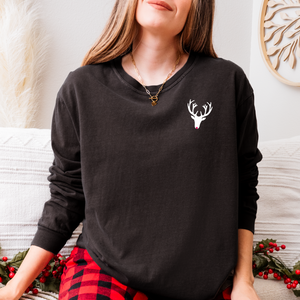 Rudolph on Long-Sleeved Black Tee